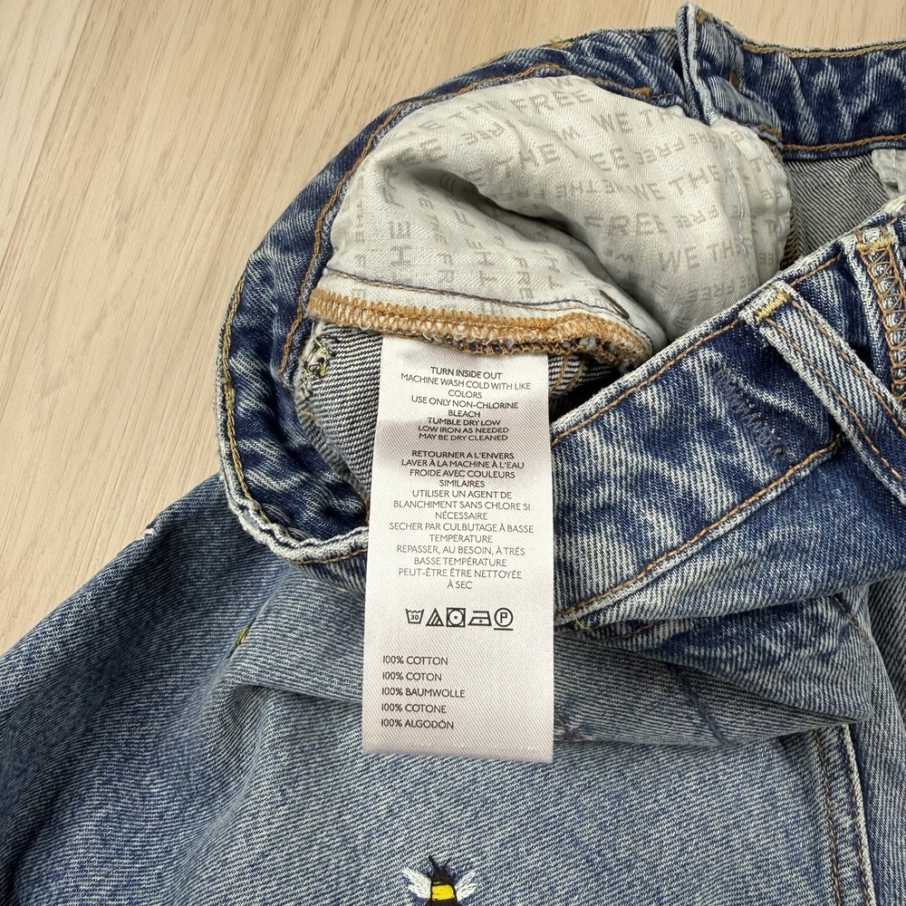 We The Free Jeans Ankle Bees Deep Trance Embroidered Dropped Boyfriend Button 29 - Picture 12 of 15